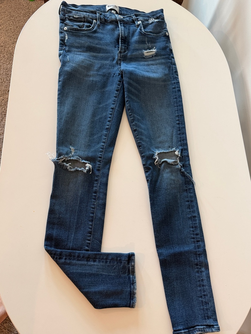 Agolde Women’s Distressed Dark Blue Skinny Jeans